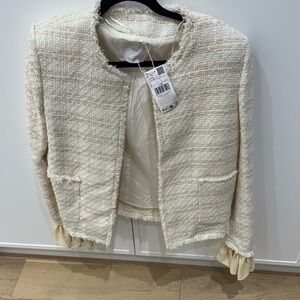 Mango Cream Textured Women's Blazer
